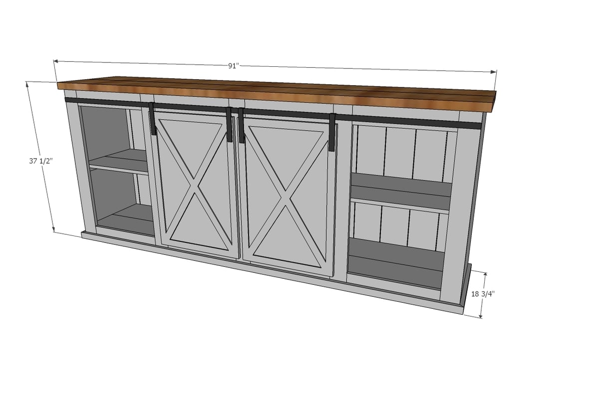 barn door console dimensions